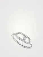 Move Uno 18K White Gold Pavé Ring With Diamonds