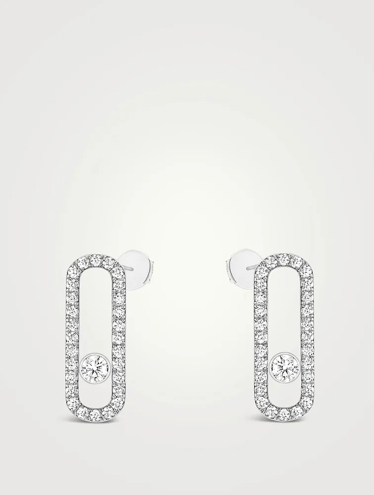 Move Uno 18K White Gold Pavé Earrings With Diamonds