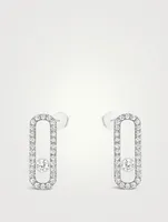 Move Uno 18K White Gold Pavé Earrings With Diamonds