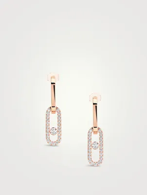 Move Link 18K Rose Gold Pendant Earrings With Diamonds
