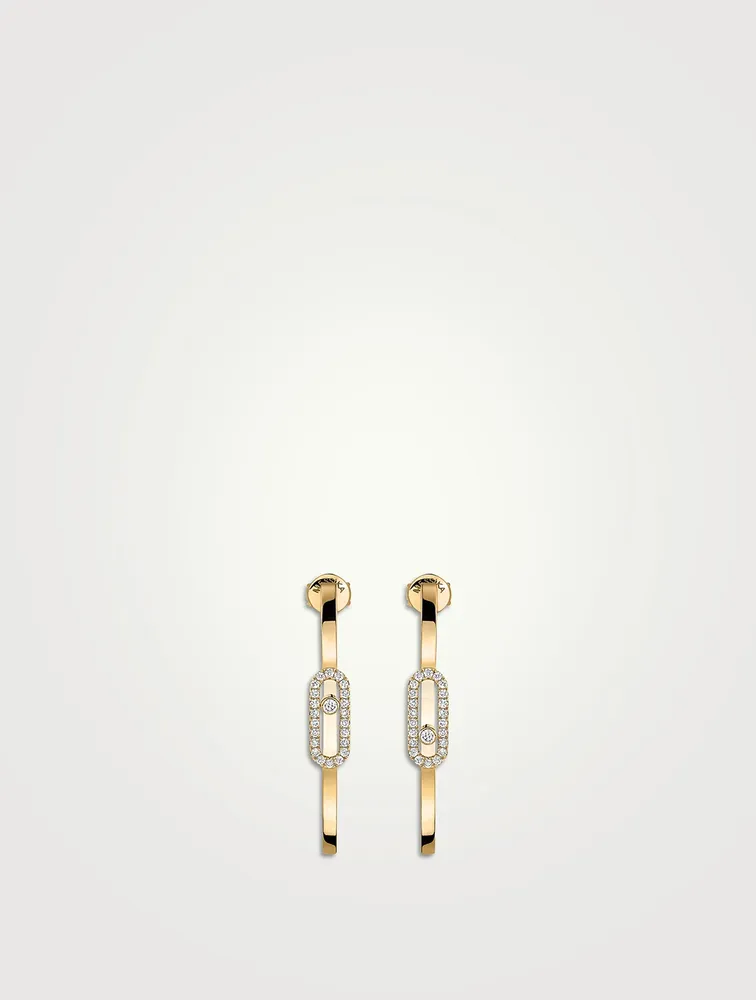 Move Uno 18K Gold Hoop Earrings With Diamonds