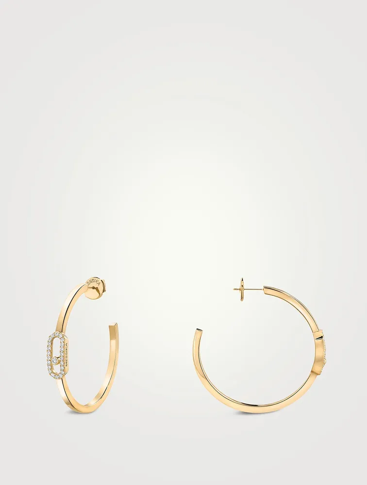 Move Uno 18K Gold Hoop Earrings With Diamonds