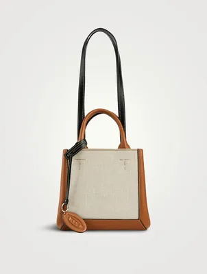Leather And Canvas Tote Bag