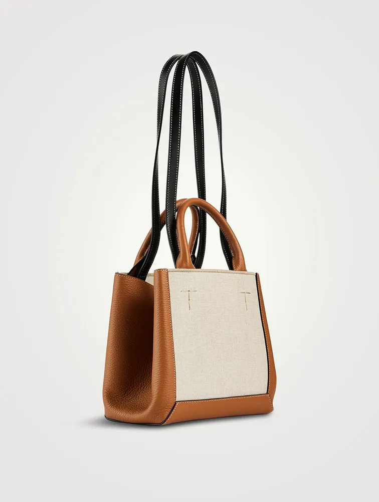 Leather And Canvas Tote Bag