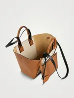 Leather And Canvas Tote Bag