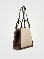 Medium Double Up Leather And Canvas Tote Bag