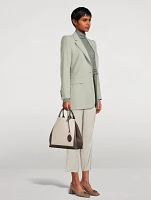 Medium Double Up Leather And Canvas Tote Bag