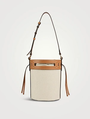 Kate Leather-Trimmed Canvas Bucket Bag