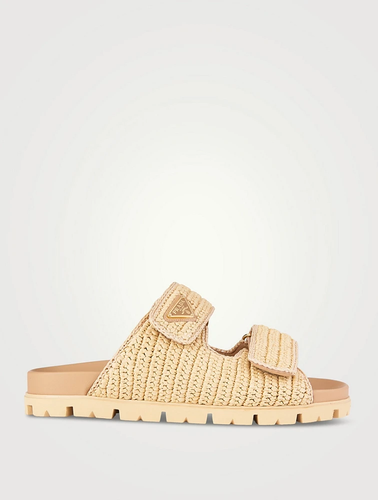 Raffia Slide Sandals