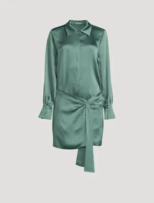 Larson Satin Wrap Shirt Dress