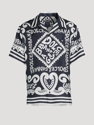 Silk Short-Sleeve Shirt Marina Print