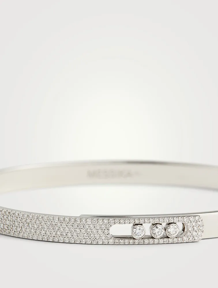 Move Noa 18K White Gold Pavé Bangle With Diamonds