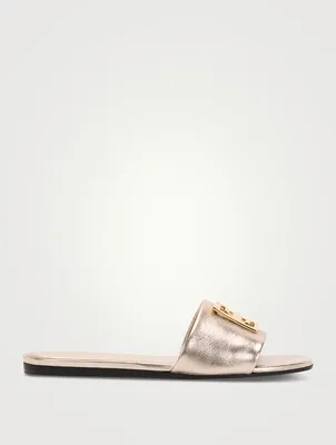 4G Metallic Leather Slide Sandals