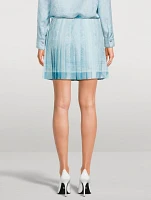 Pleated Silk Mini Skirt In Barocco Print