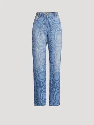 Straight-Leg Jeans In Barocco Print