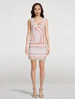 Draped Mini Dress Zig Zag Print