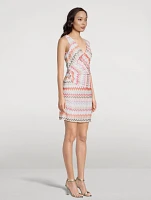 Draped Mini Dress Zig Zag Print