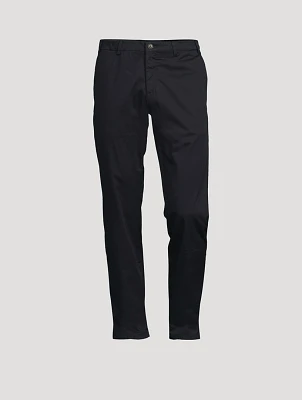 Stretch Cotton Straight-Leg Pants