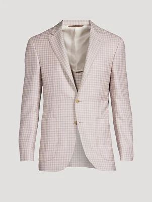 Wool Silk And Linen Gingham Jacket