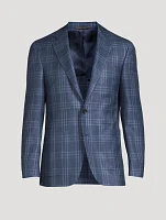 Wool Silk And Linen Jacket Check Print