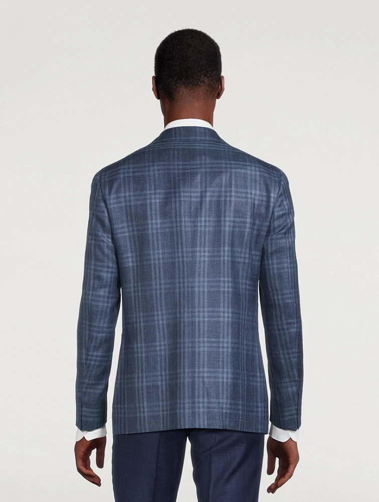 Wool Silk And Linen Jacket Check Print