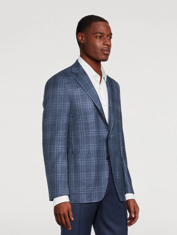 Wool Silk And Linen Jacket Check Print