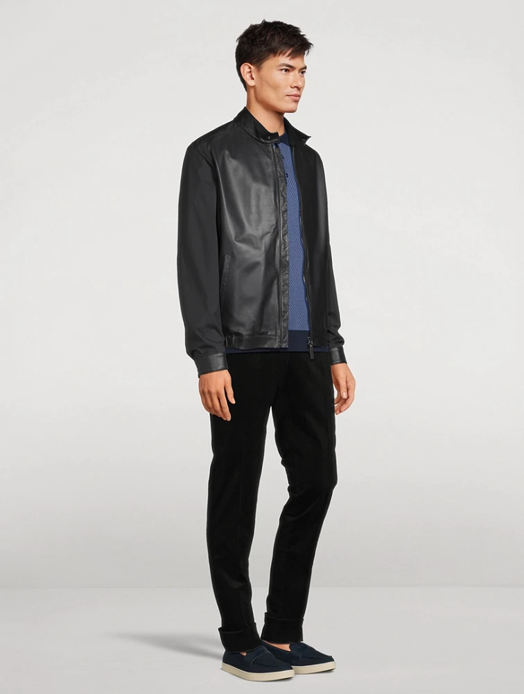 Leather And Tech Fabric Blouson Jacket