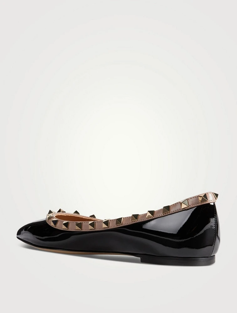 Rockstud Patent Leather Ballet Flats