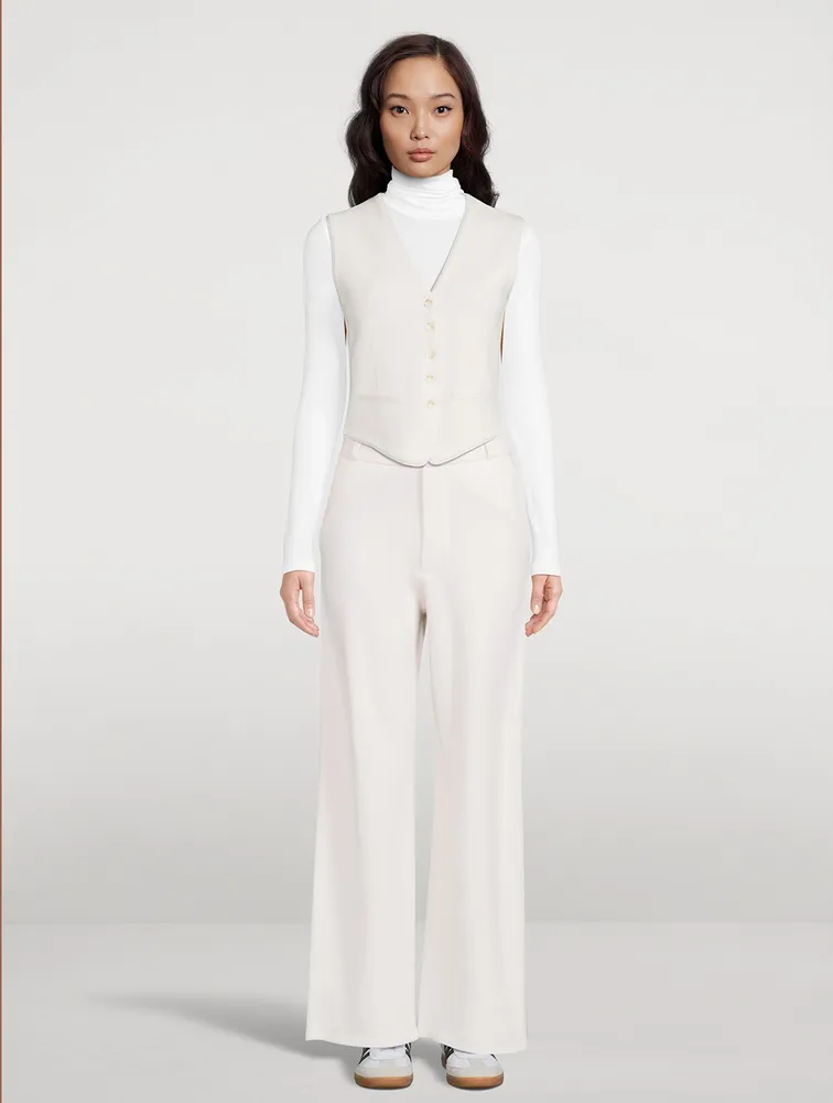 Tailored Cashmere Wide-Leg Trousers