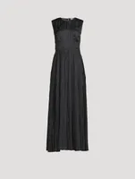 Delia Plissé Satin Maxi Dress