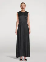 Delia Plissé Satin Maxi Dress