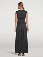 Delia Plissé Satin Maxi Dress