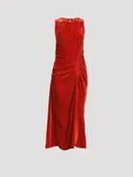 Cornelia Ruched Velvet Midi Dress