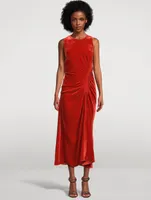 Cornelia Ruched Velvet Midi Dress