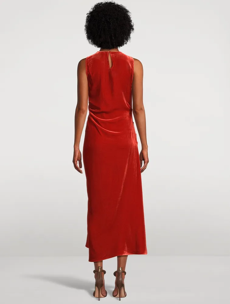 Cornelia Ruched Velvet Midi Dress