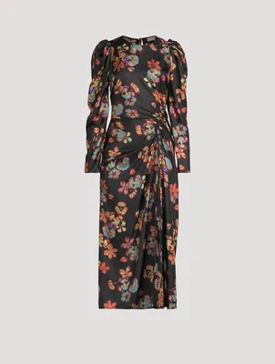 Amalie Silk Midi Dress Floral Print