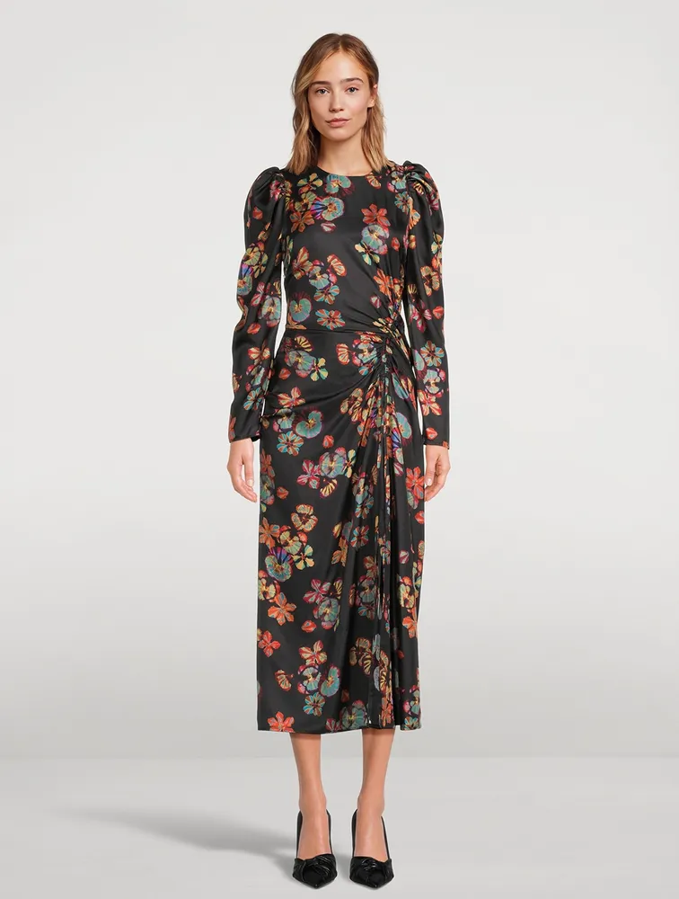 Amalie Silk Midi Dress Floral Print