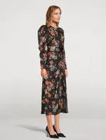 Amalie Silk Midi Dress Floral Print