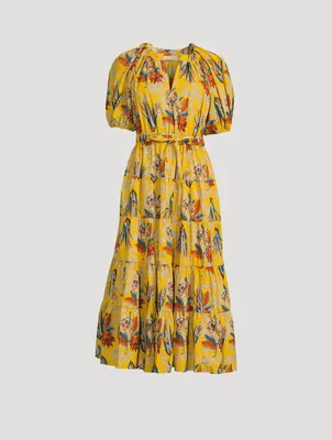 Olina Poplin Midi Dress Floral Print