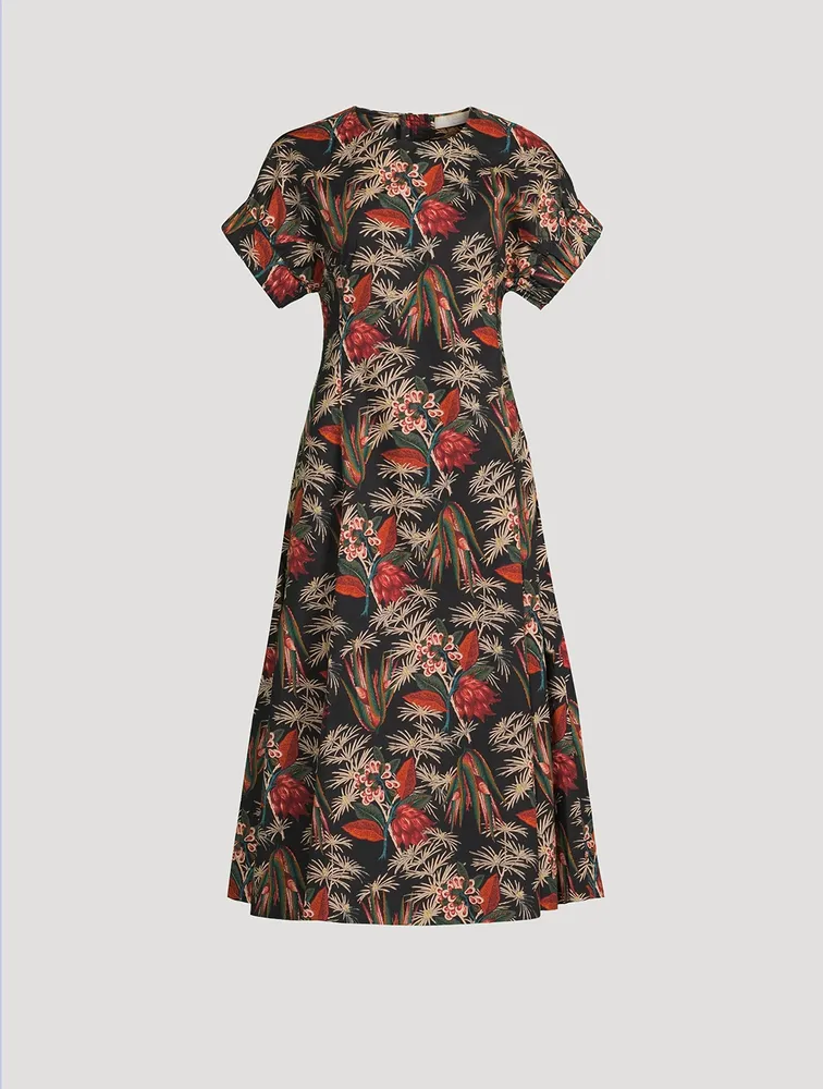 Devon Poplin Midi Dress Floral Print