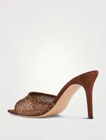 Rania Crystal Mesh And Suede Mules