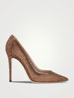 Rania Crystal Mesh And Suede Pumps