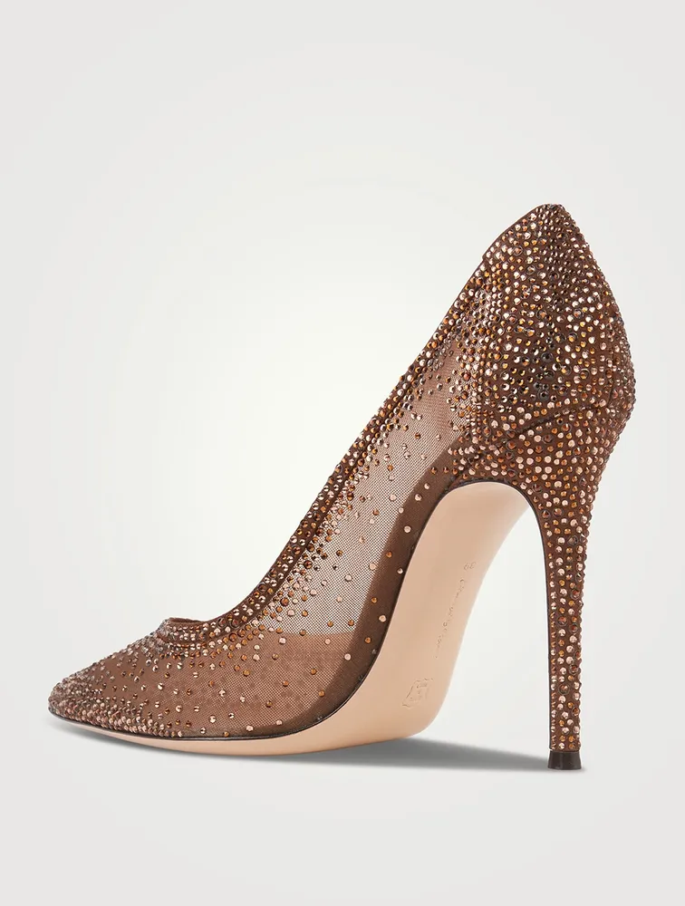 Rania Crystal Mesh And Suede Pumps