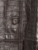 Croc-Embossed Leather Midi Coat