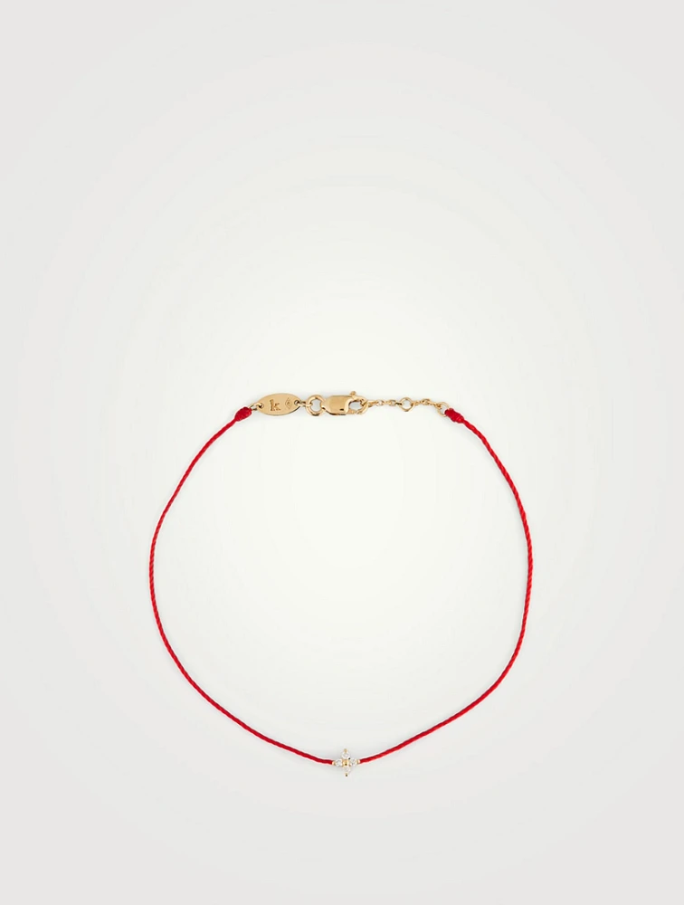 Shiny 18K Gold String Bracelet With Diamonds