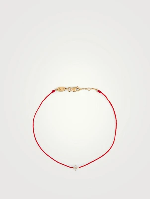 Shiny 18K Gold String Bracelet With Diamonds