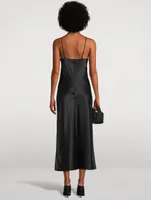 Silk Charmeuse Slip Dress With Nameplate Necklace