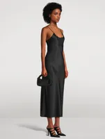 Silk Charmeuse Slip Dress With Nameplate Necklace