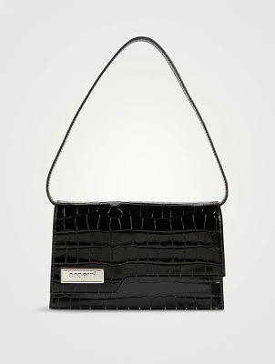 Mini Folder Croc-Embossed Leather Shoulder Bag