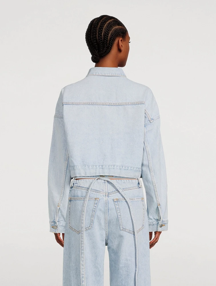 Drawstring Denim Jacket